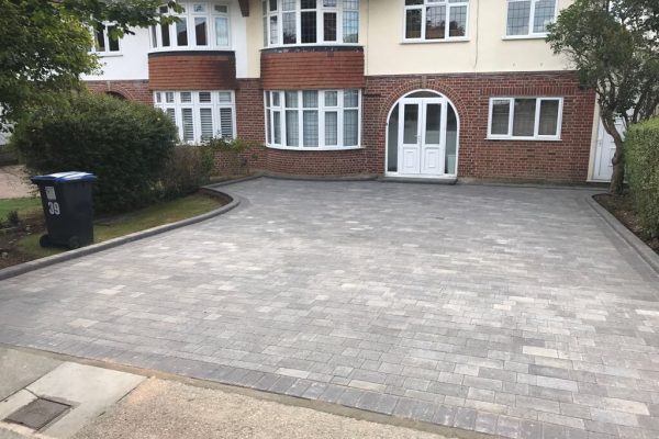 Cool Grey Block Paving Drive by Diamond Services